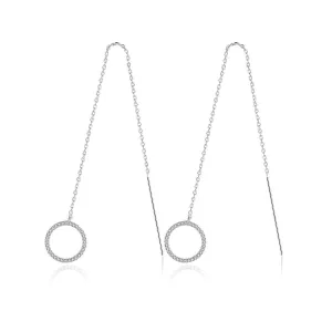 Cubic Zirconia & Silver-Plated Circle Threader Earrings