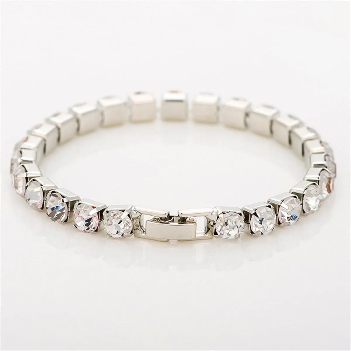 Cubic Zirconia & Silver-Plated Round Tennis Bracelet