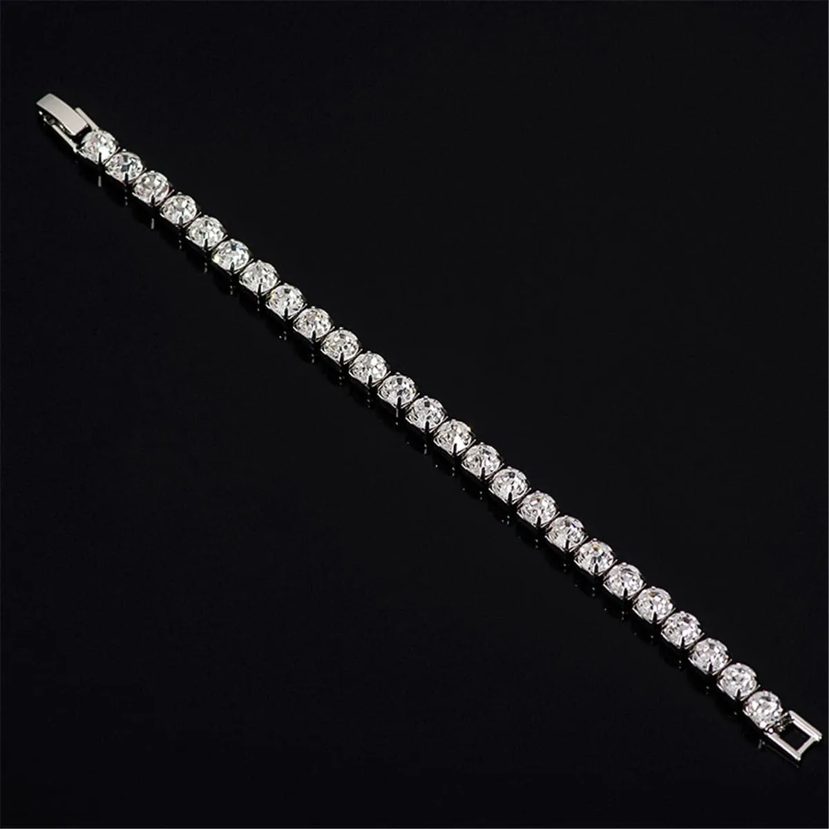 Cubic Zirconia & Silver-Plated Round Tennis Bracelet