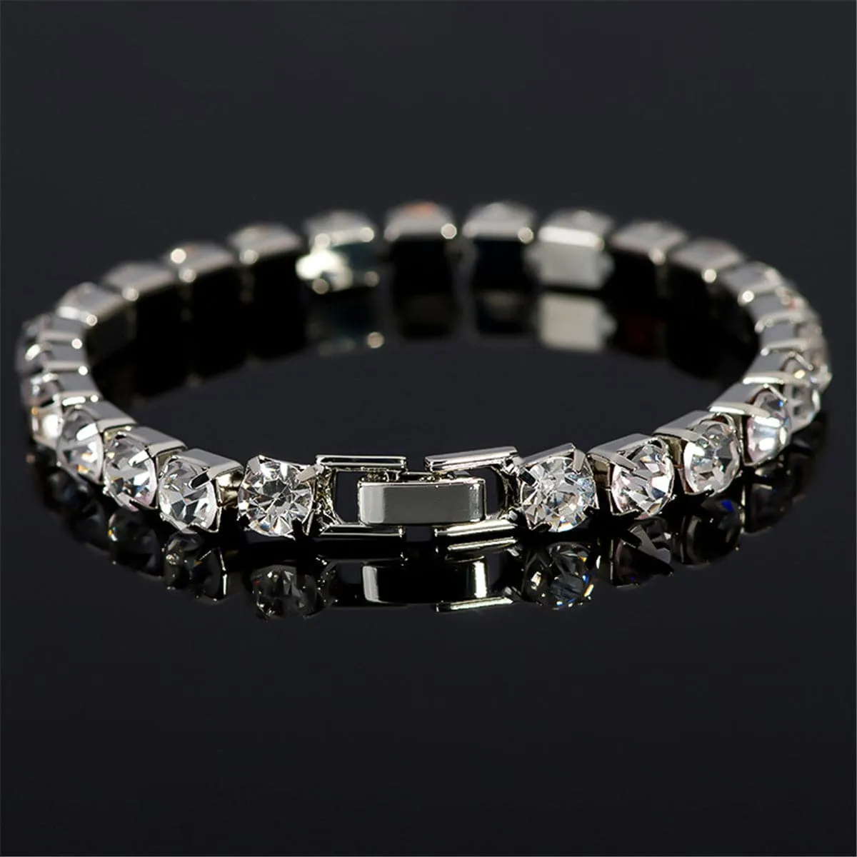 Cubic Zirconia & Silver-Plated Round Tennis Bracelet