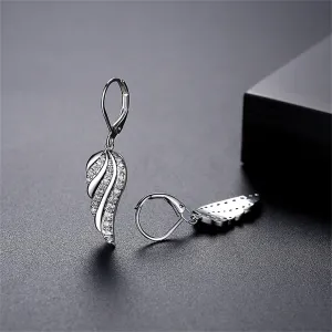 Cubic Zirconia & Silver-Plated Wing Huggie Earrings