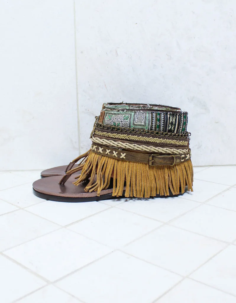 Custom Made Boho Sandals in Brown | SIZE 40