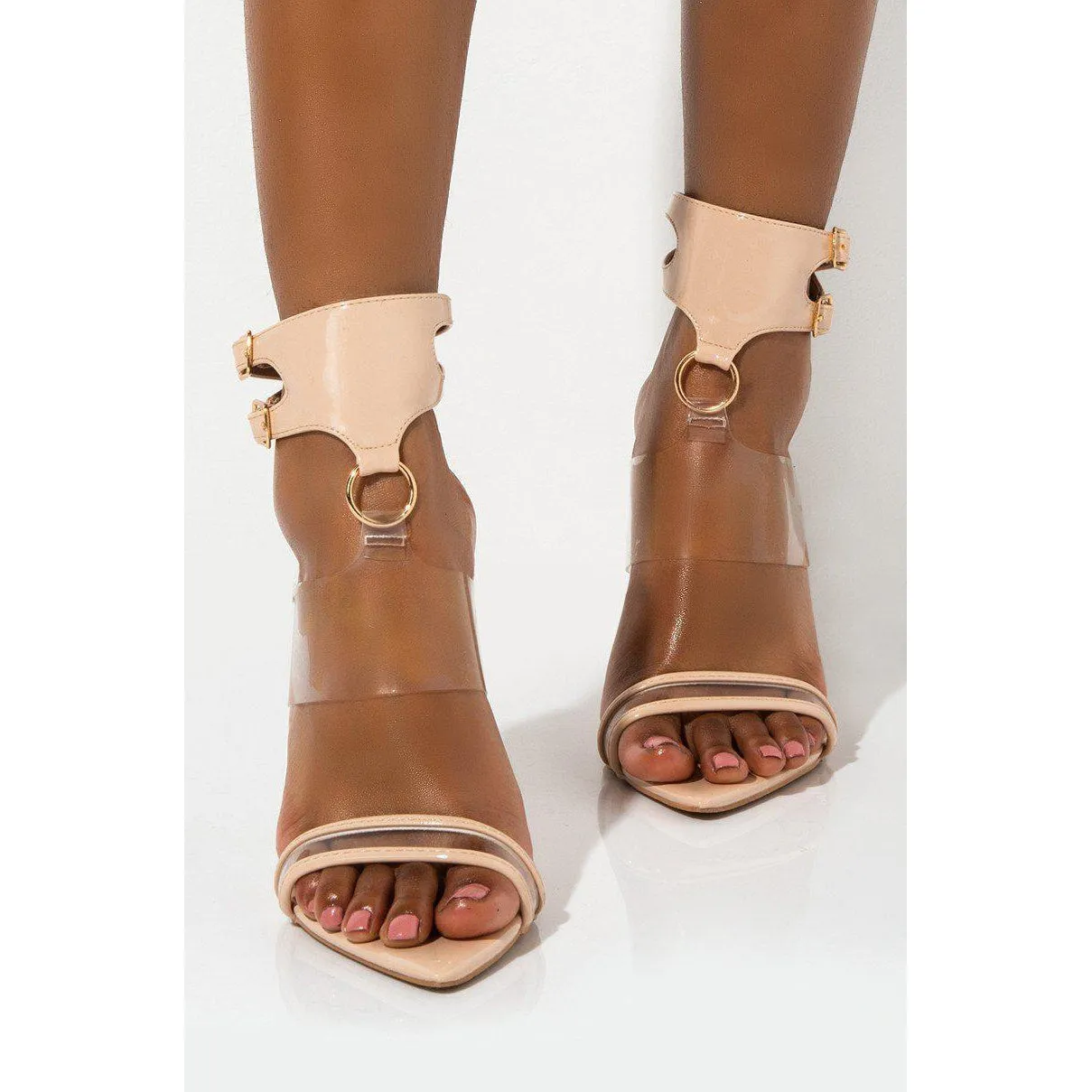 Damita Nude Clear Stiletto Open Toe Sandals