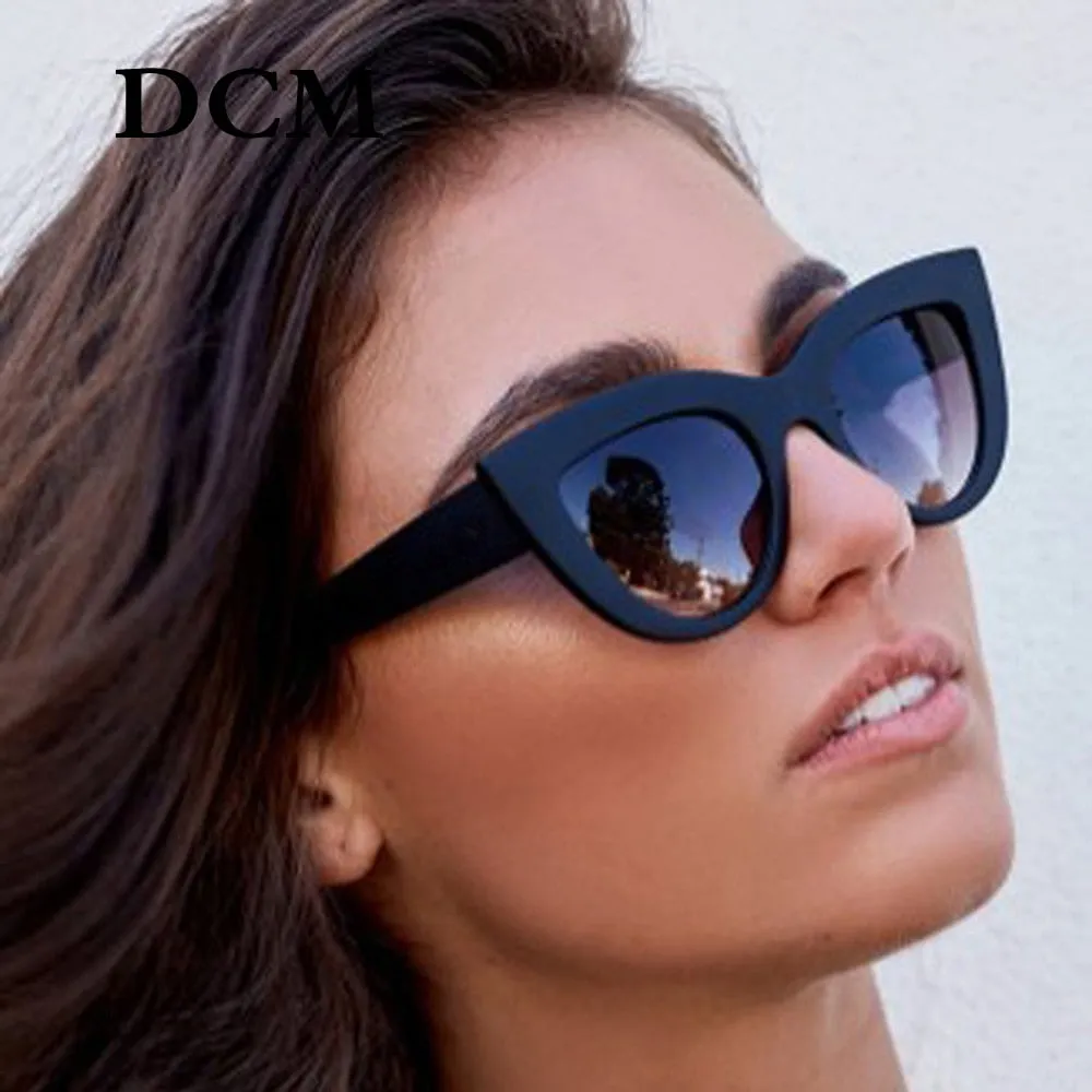 DCM Vintage Sunglasses Women Cat eye Sunglass Retro Sun glasses Female Pink Mirror Eyewear