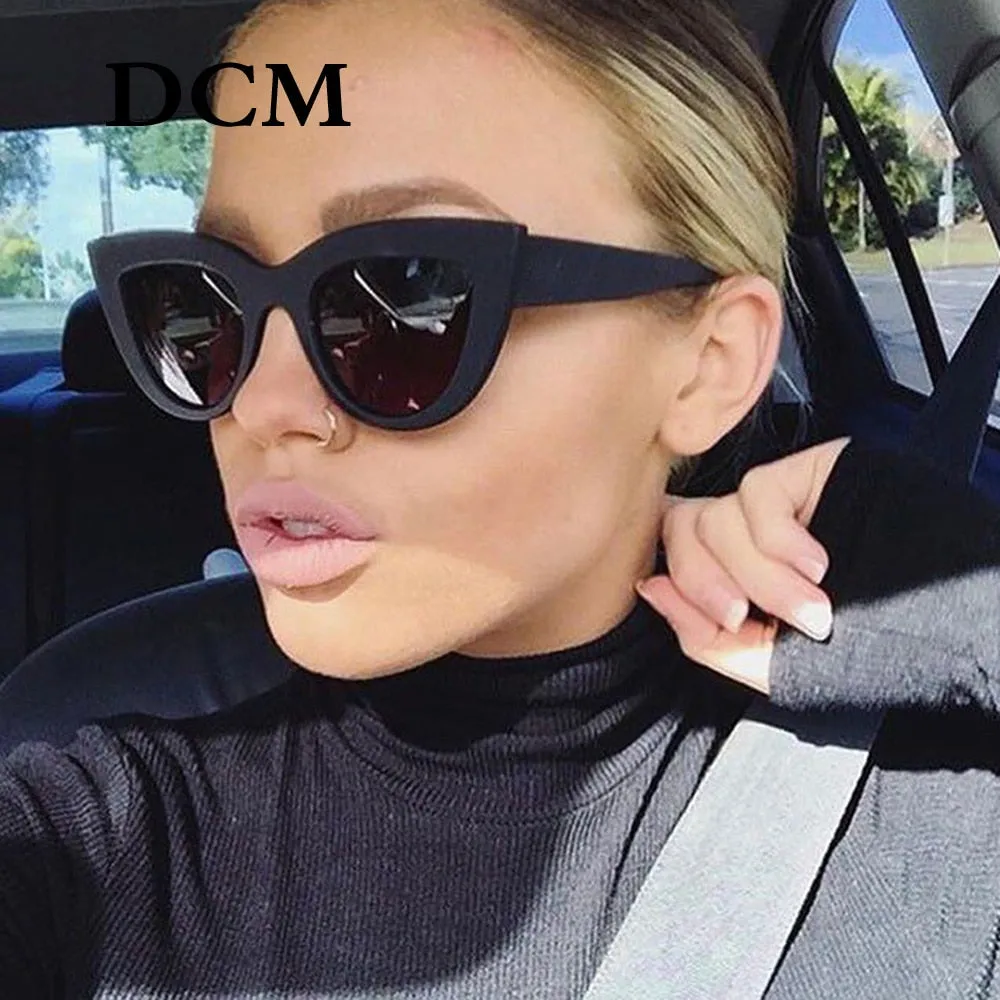 DCM Vintage Sunglasses Women Cat eye Sunglass Retro Sun glasses Female Pink Mirror Eyewear