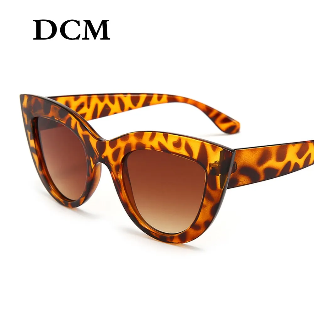 DCM Vintage Sunglasses Women Cat eye Sunglass Retro Sun glasses Female Pink Mirror Eyewear