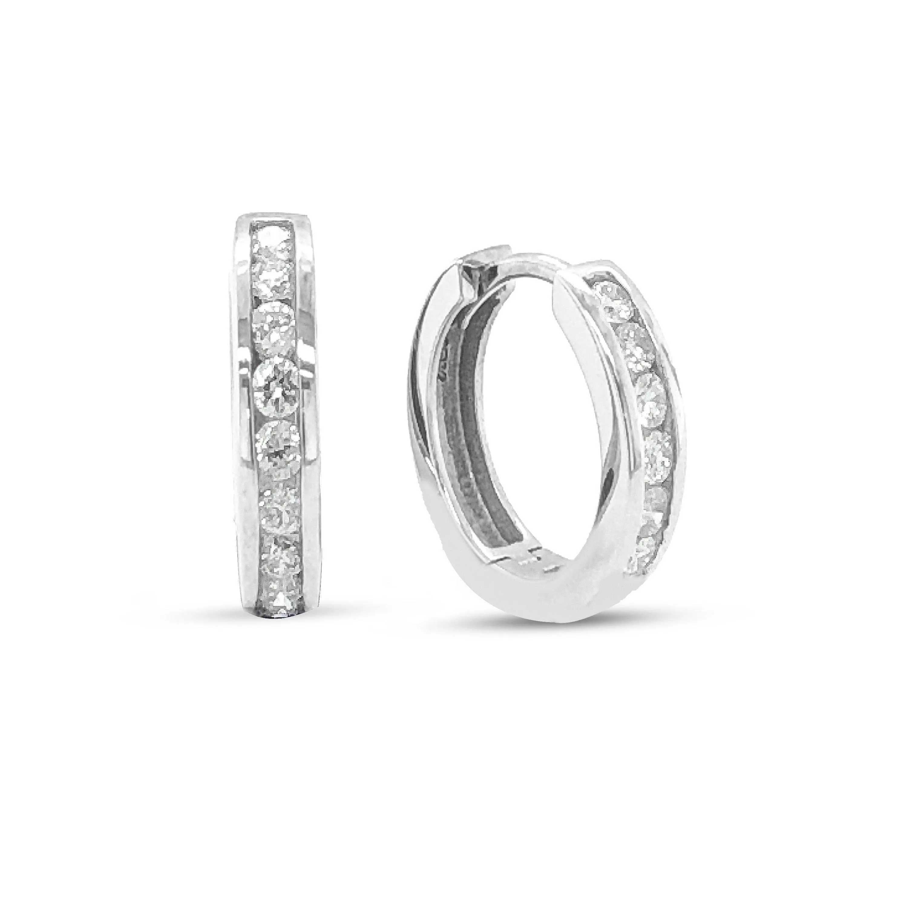 Diamond Classic Huggies set with 0.25tdw in 10K White Gold