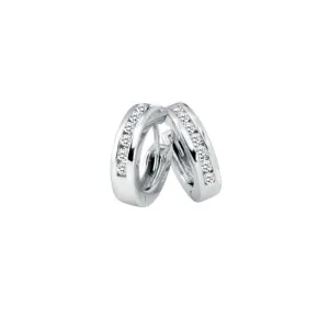 Diamond Classic Huggies set with 1.00tdw in 10K White Gold