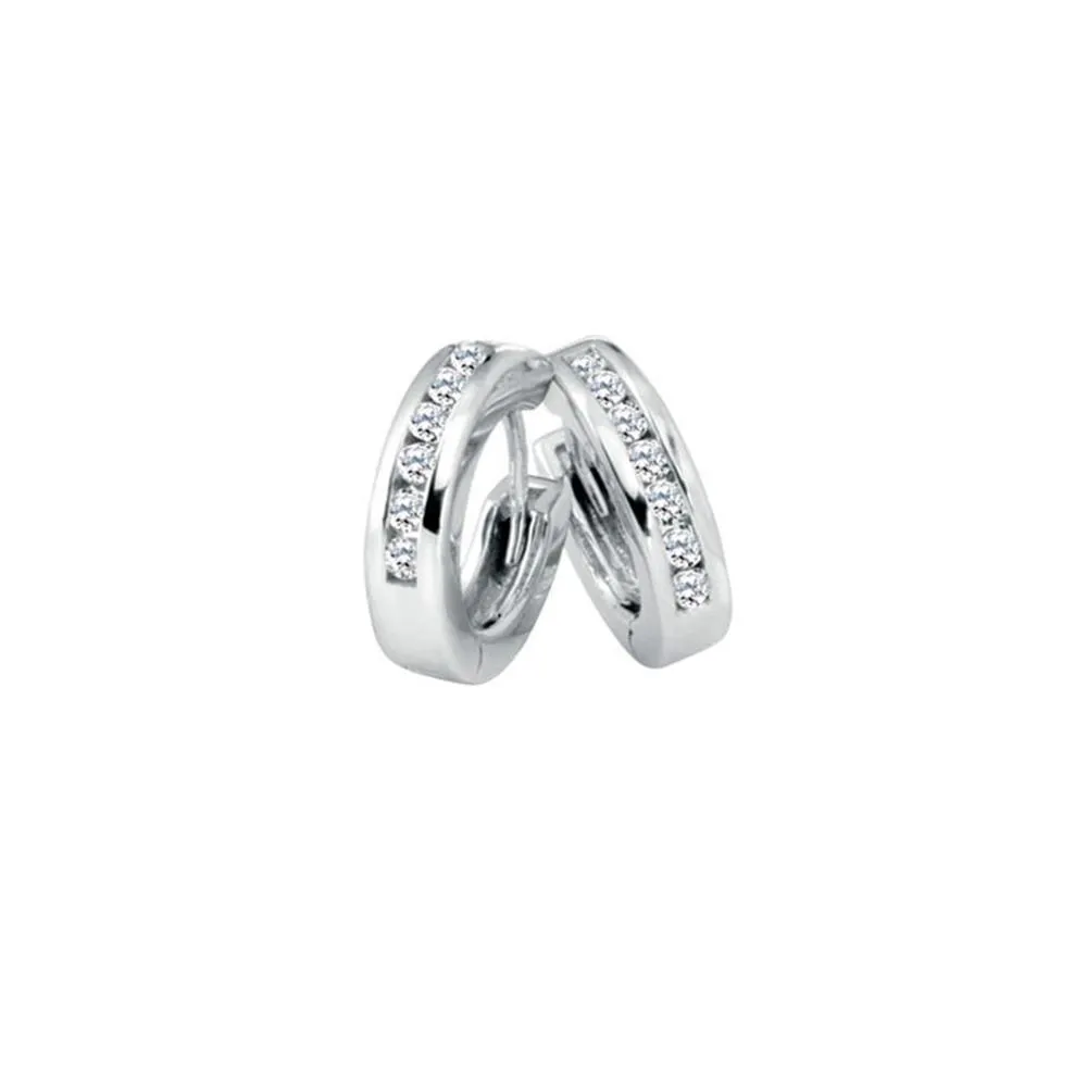 Diamond Classic Huggies set with 1.00tdw in 10K White Gold