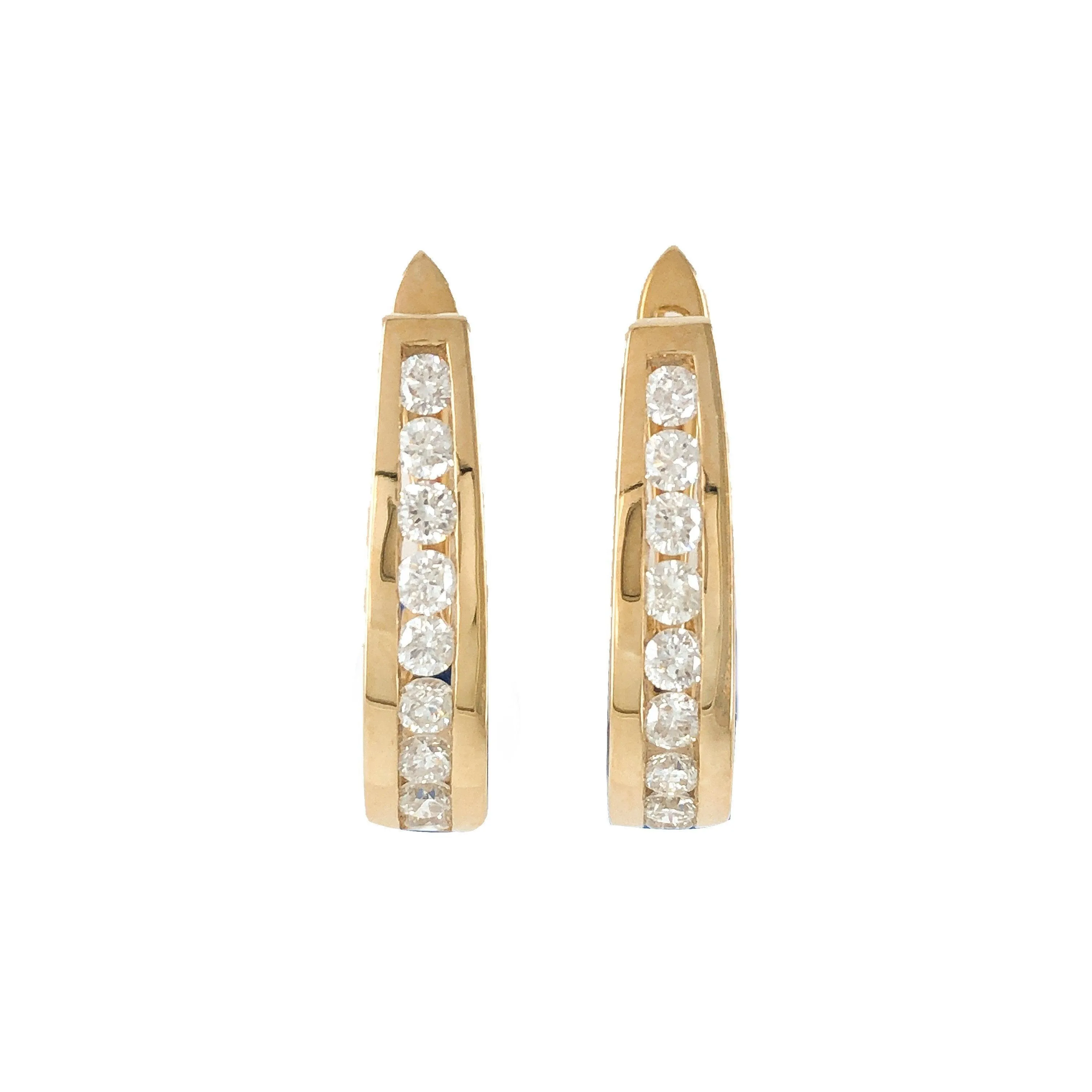 Diamond Classic J Hoop set with 0.75tdw in 10K Yellow Gold