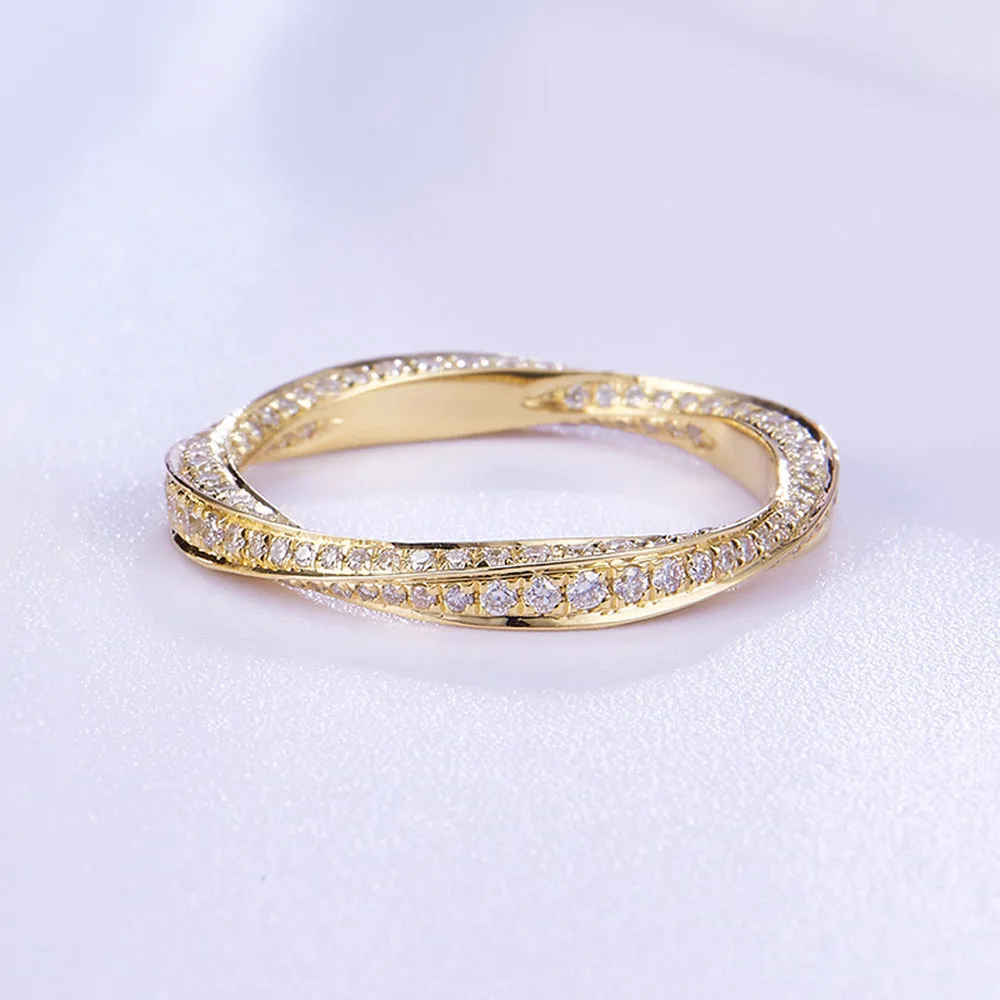 Diamond Mobius Strip Couple Wedding Ring