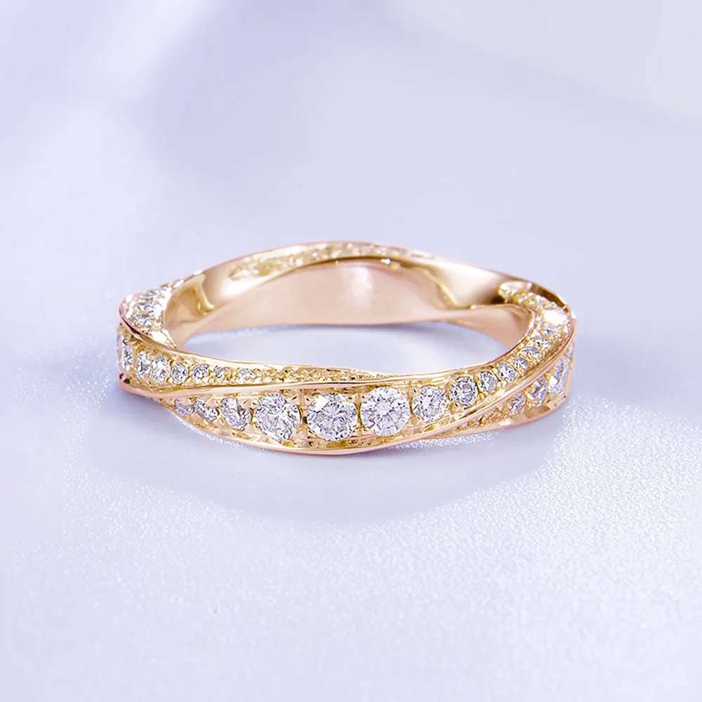 Diamond Mobius Strip Couple Wedding Ring