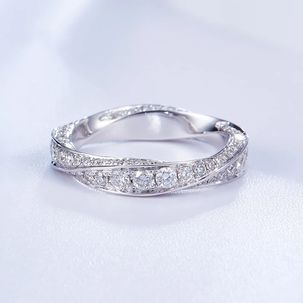 Diamond Mobius Strip Couple Wedding Ring