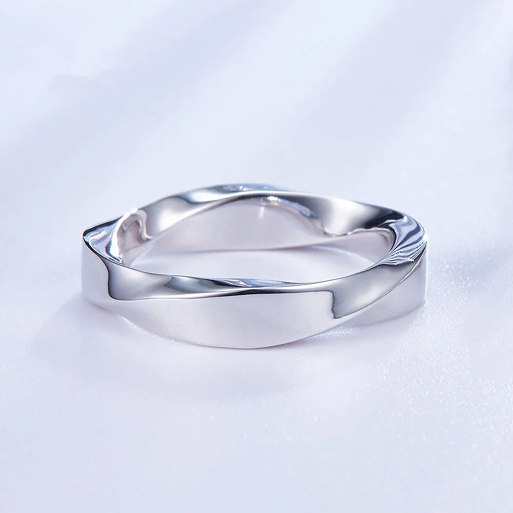Diamond Mobius Strip Couple Wedding Ring
