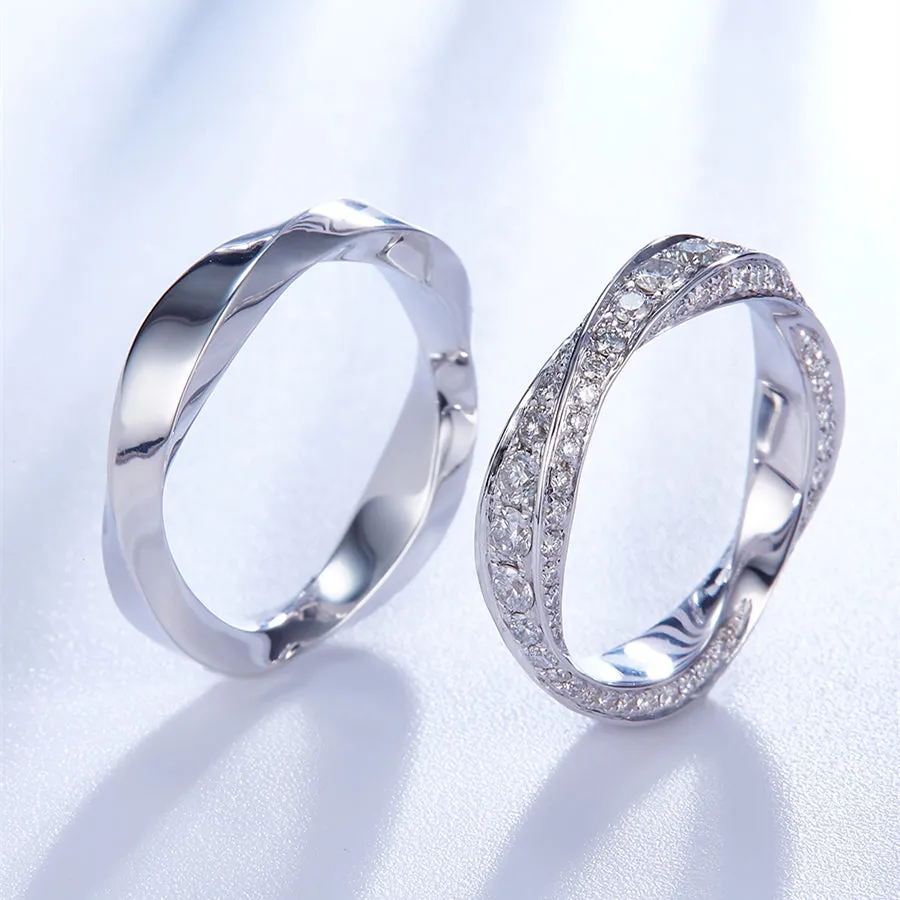 Diamond Mobius Strip Couple Wedding Ring