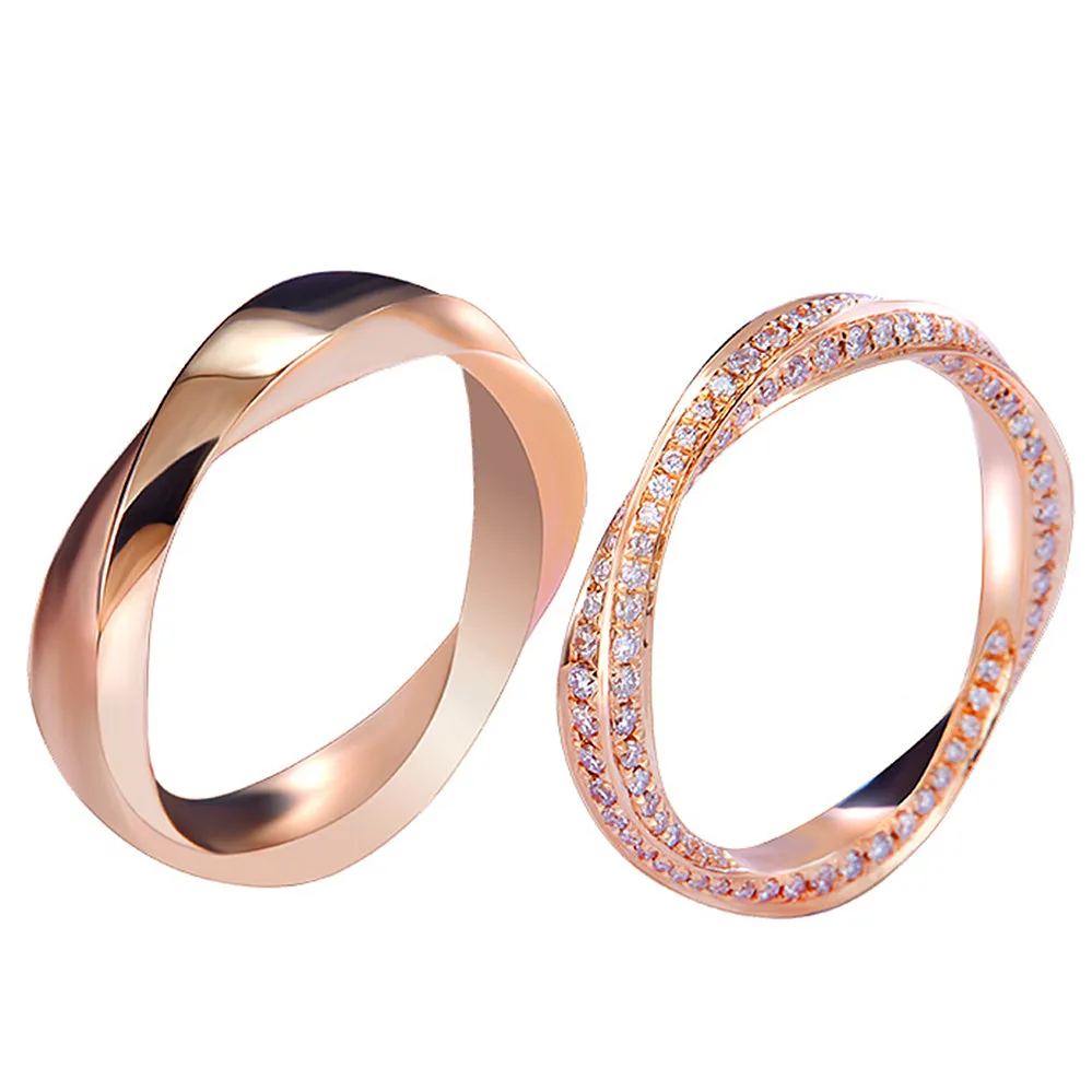 Diamond Mobius Strip Couple Wedding Ring