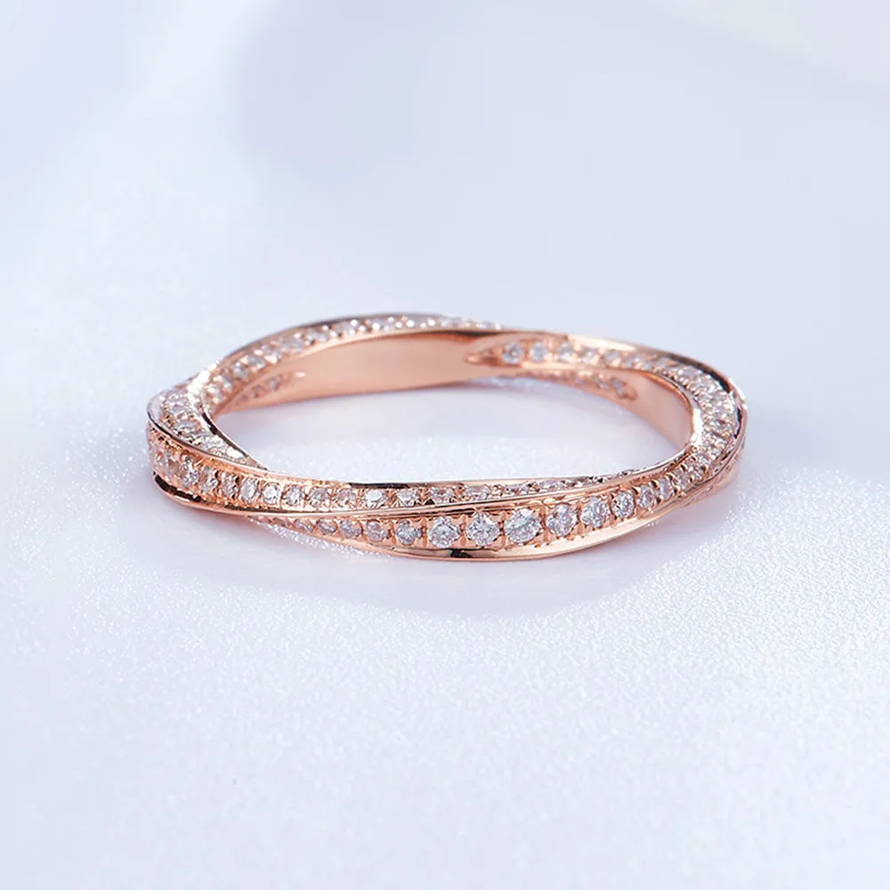 Diamond Mobius Strip Couple Wedding Ring