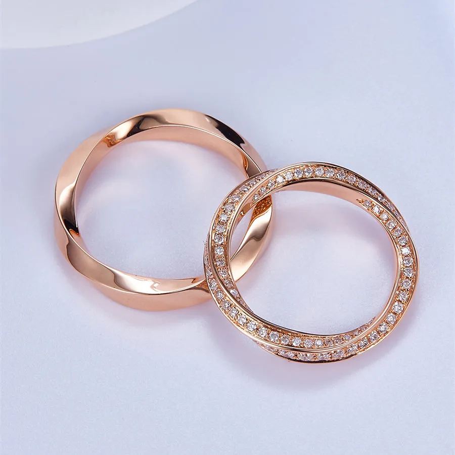 Diamond Mobius Strip Couple Wedding Ring