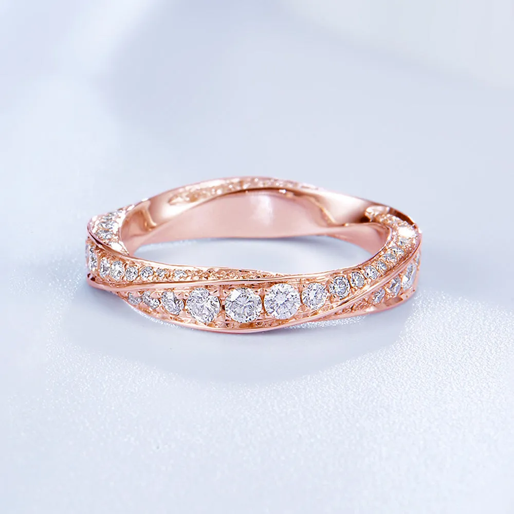 Diamond Mobius Strip Couple Wedding Ring