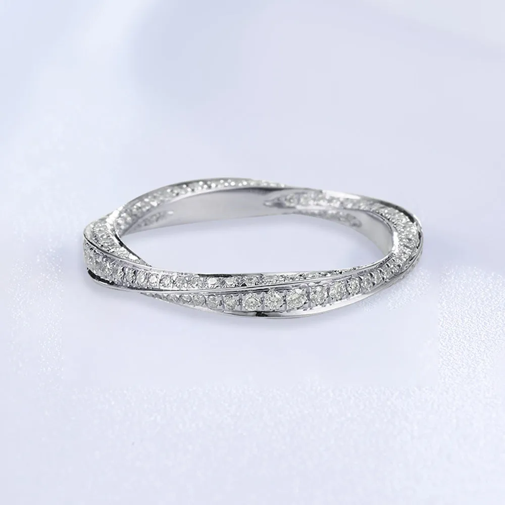 Diamond Mobius Strip Couple Wedding Ring