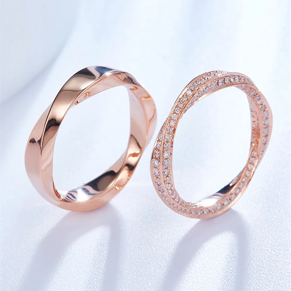 Diamond Mobius Strip Couple Wedding Ring