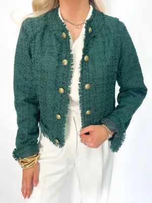 Dolce Cabo Lurex Tweed Jacket - Dark Green