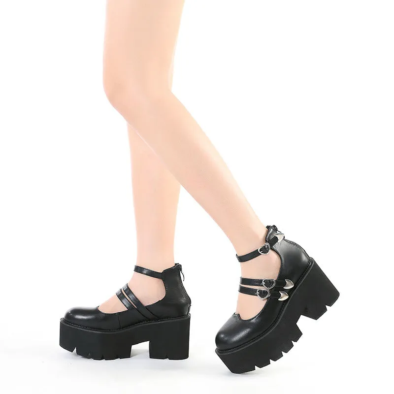 Dolly  Heart Buckle Strap Platform Shoes