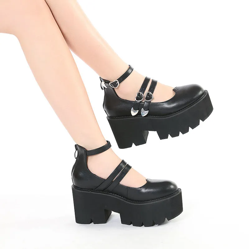 Dolly  Heart Buckle Strap Platform Shoes