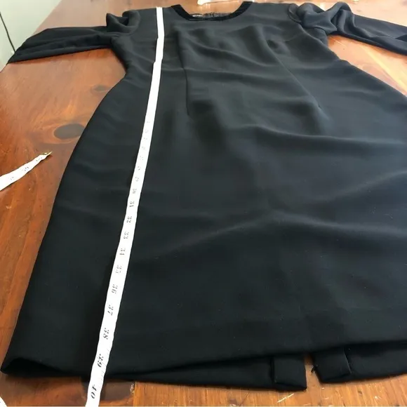DONNA MORGAN Womens Velvet Trim Sheer Long Sleeve Black Sheath Cocktail DRESS 6
