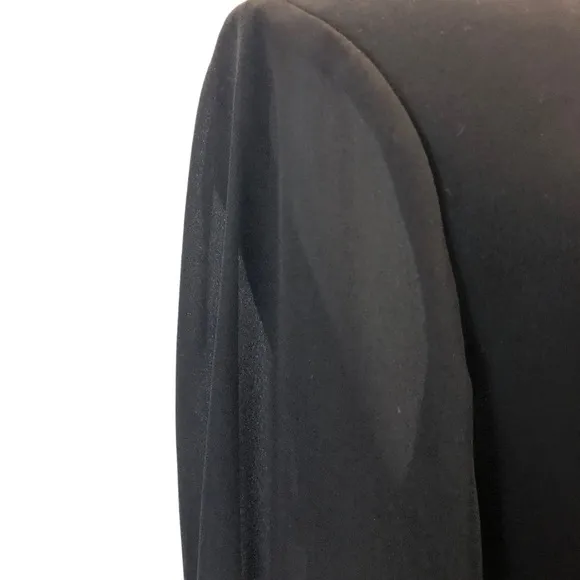 DONNA MORGAN Womens Velvet Trim Sheer Long Sleeve Black Sheath Cocktail DRESS 6