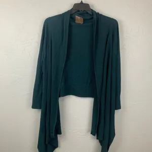 Double D Ranch Linen Cardigan Womens Medium Green Long Sleeve Sweater