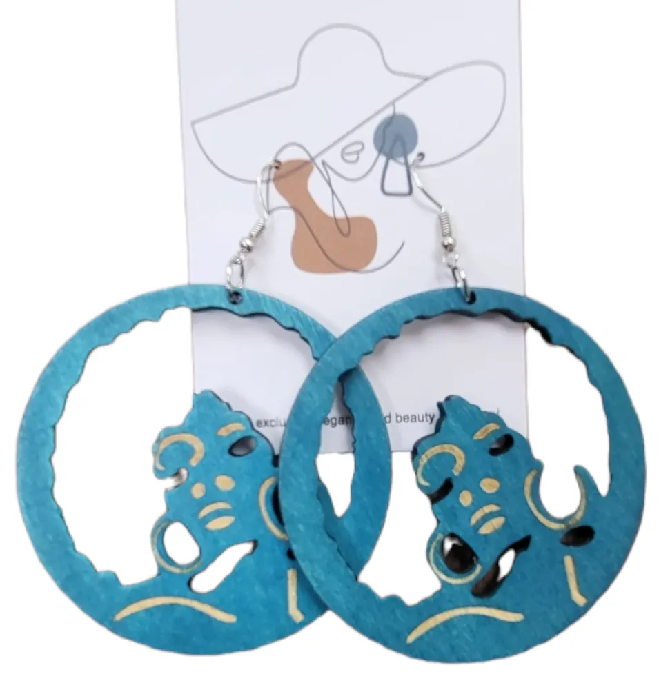 Earring - Wood finish |Black and White|  Geri's Bluffing Boutique