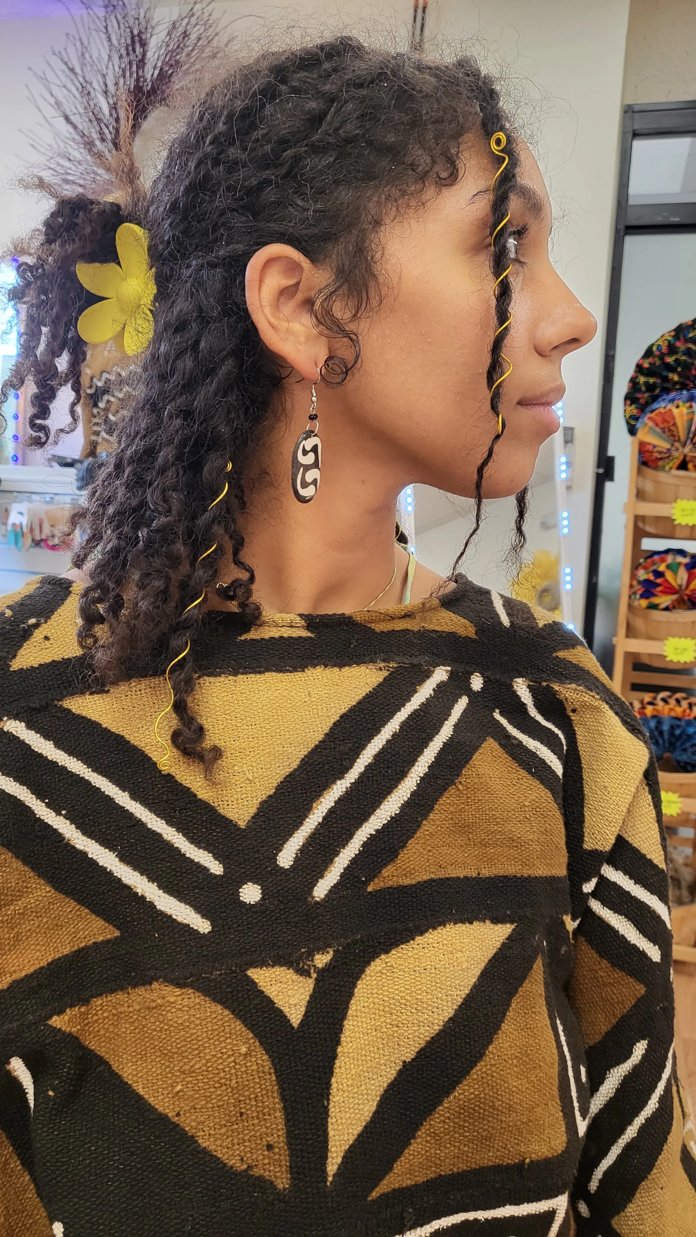 Earring - Wood finish |Black and White|  Geri's Bluffing Boutique