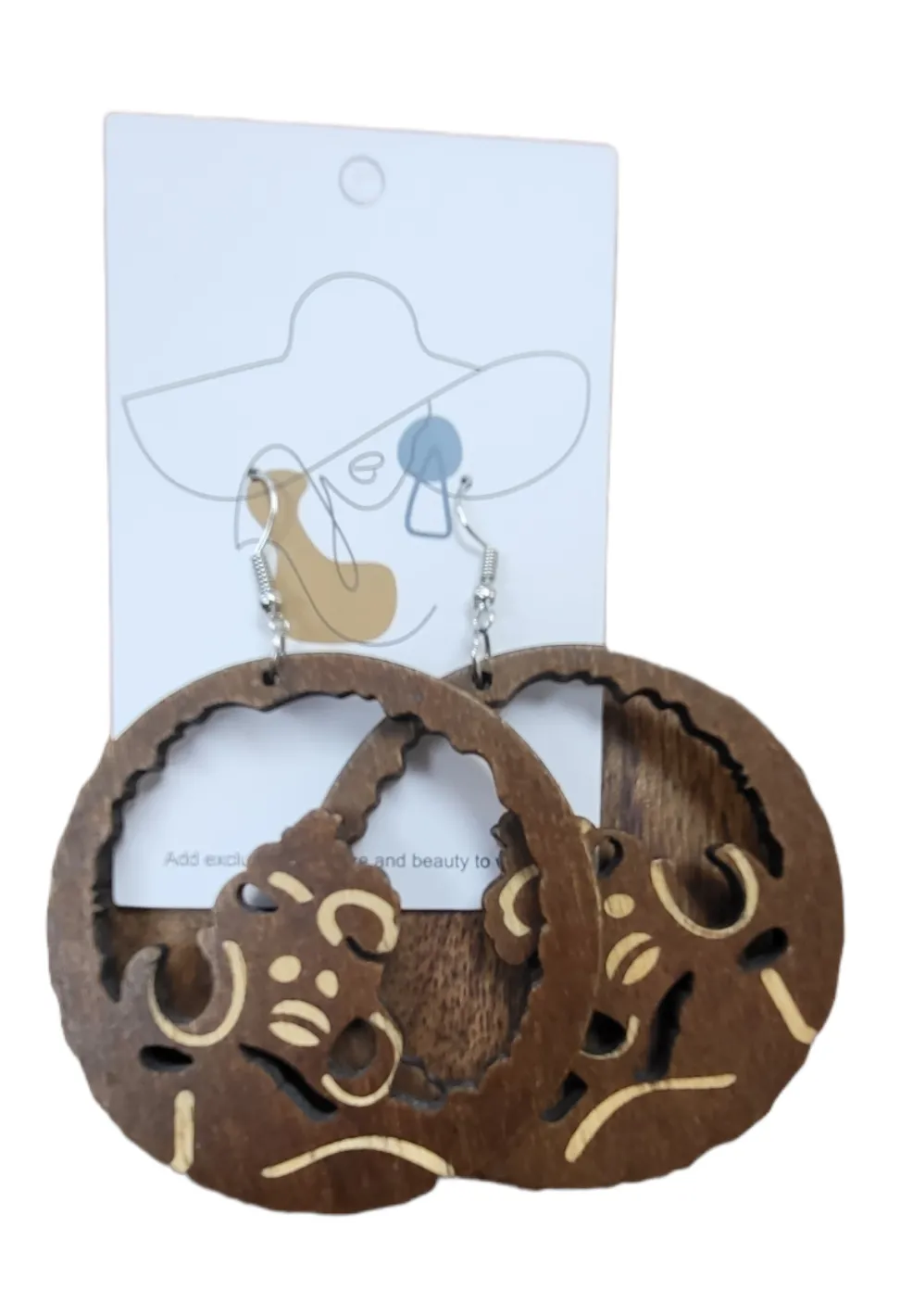 Earring - Wood finish |Black and White|  Geri's Bluffing Boutique
