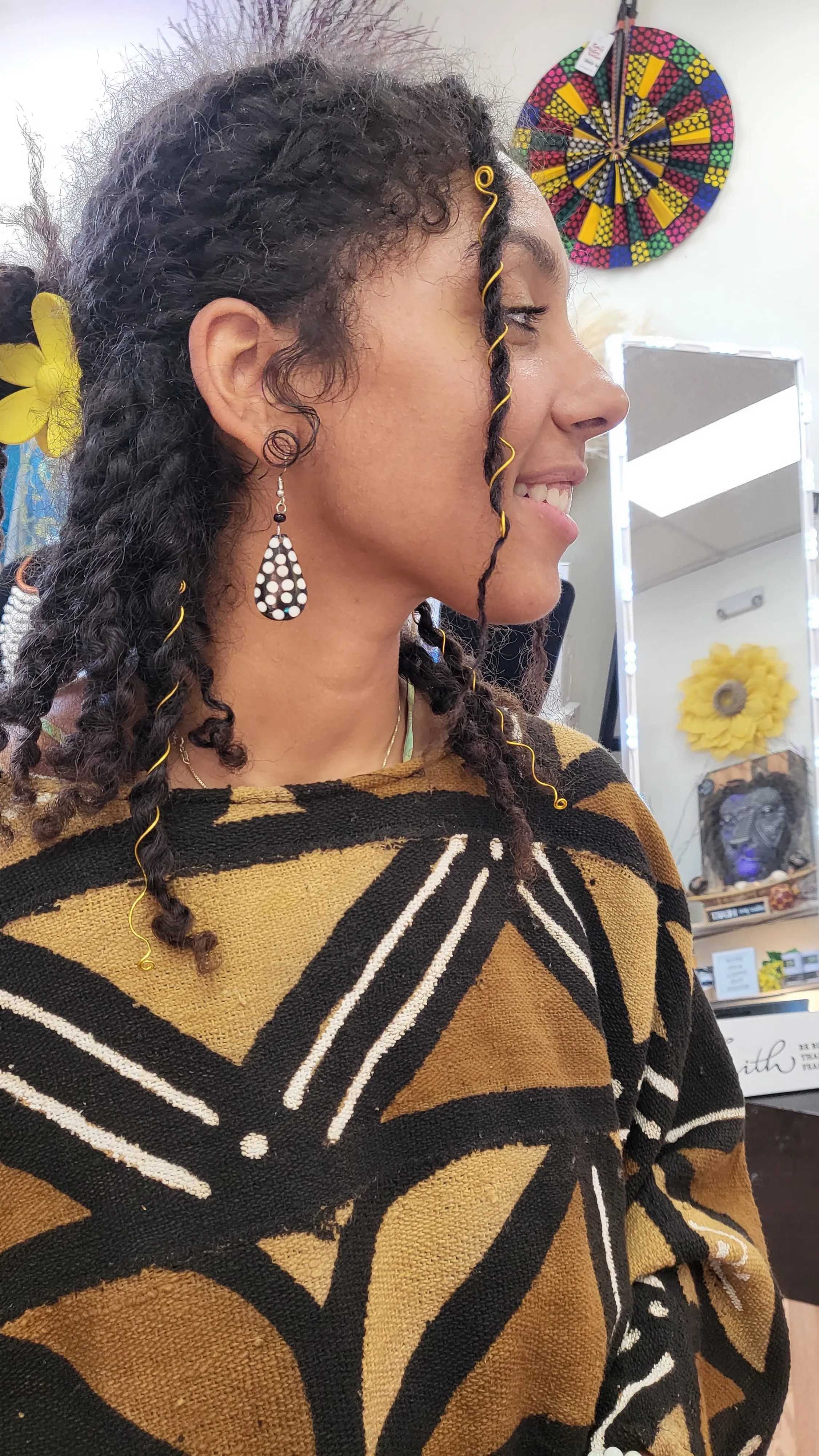 Earring - Wood finish |Black and White|  Geri's Bluffing Boutique