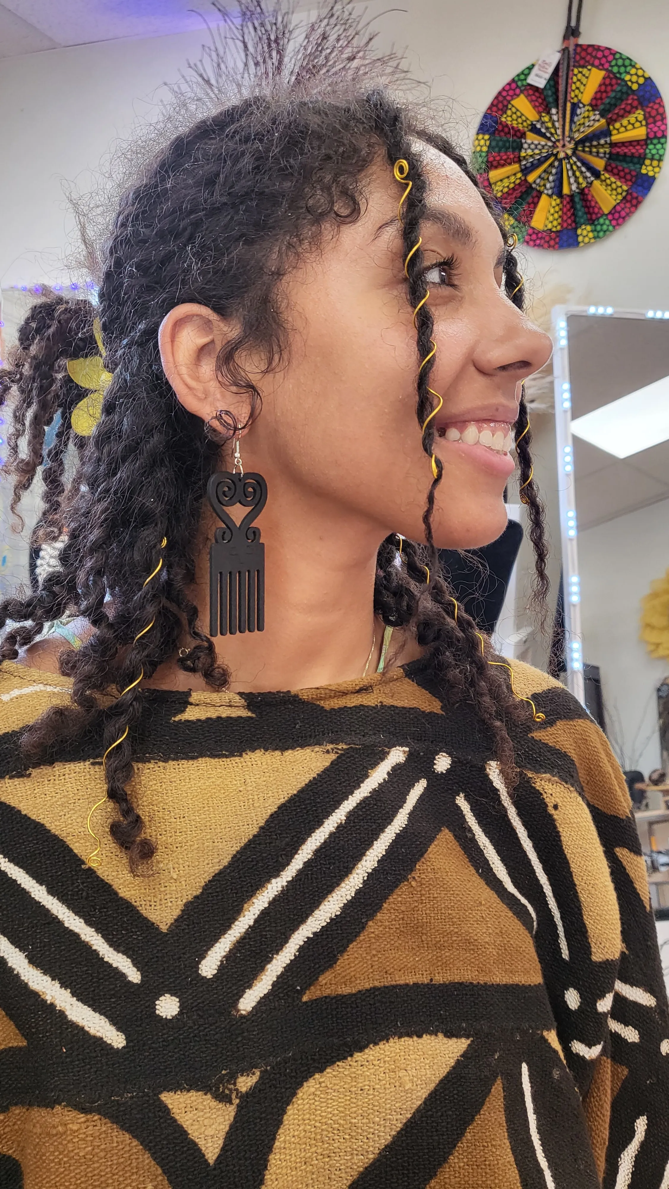 Earring - Wood finish |Black and White|  Geri's Bluffing Boutique