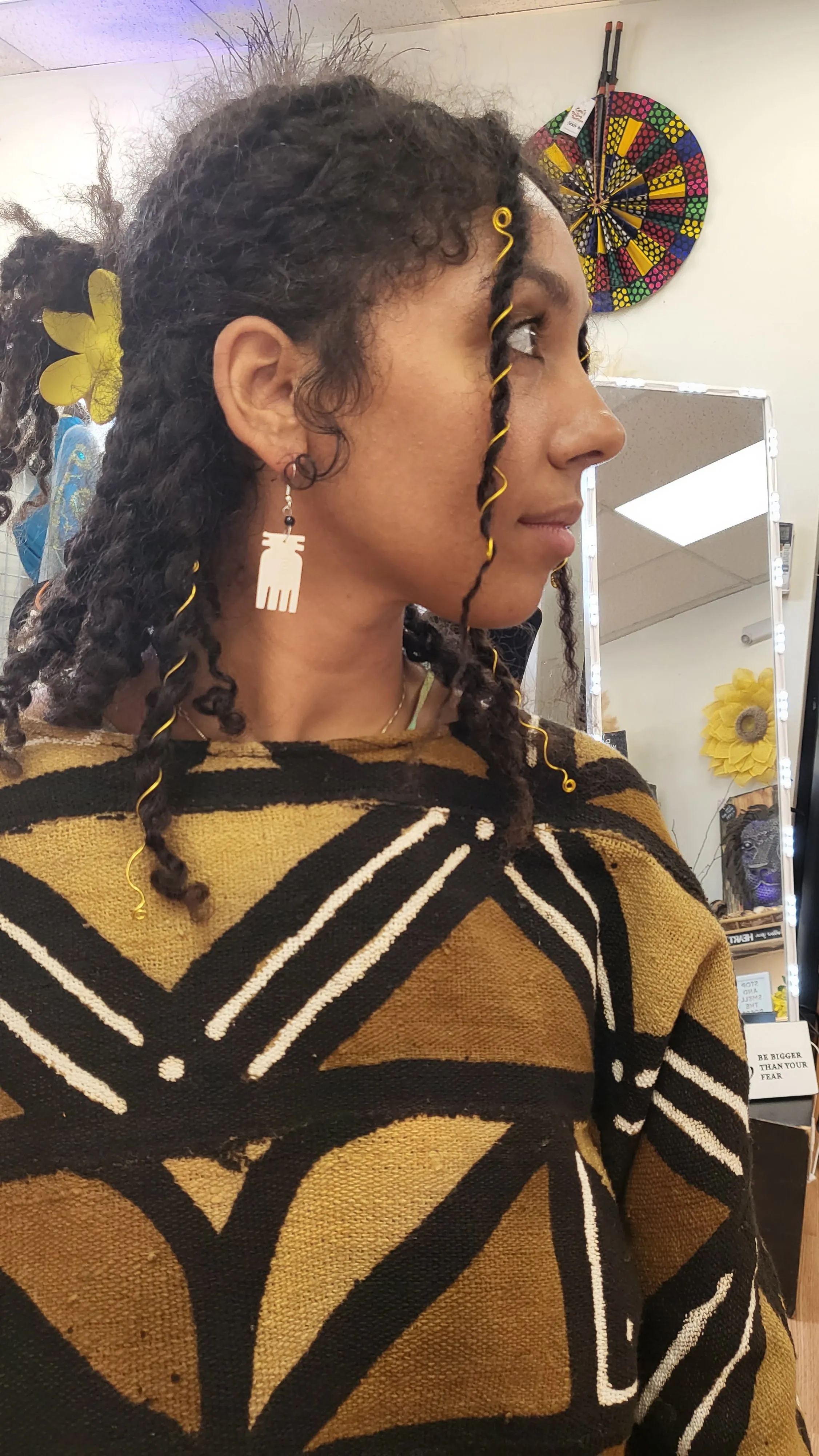Earring - Wood finish |Black and White|  Geri's Bluffing Boutique
