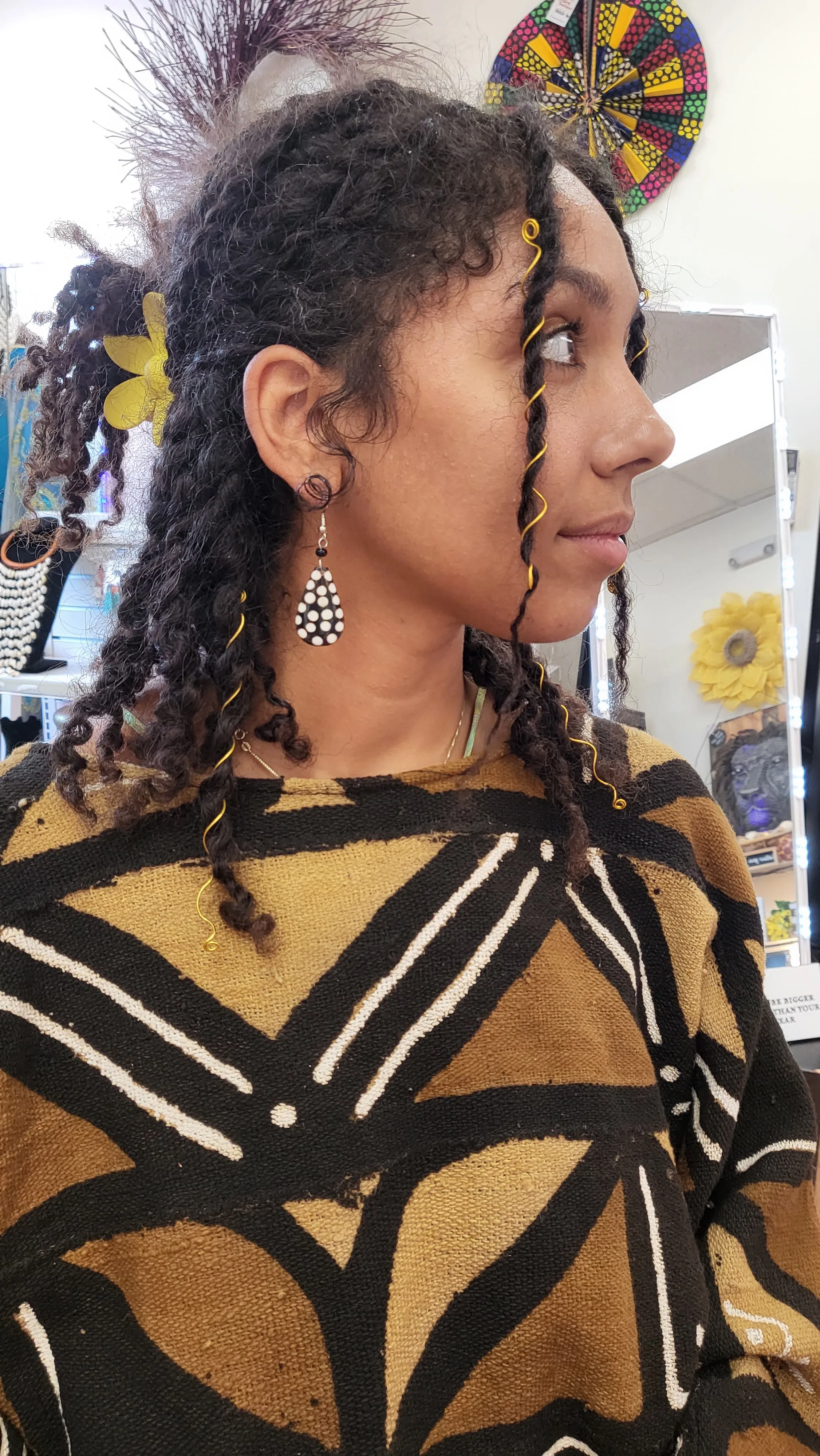 Earring - Wood finish |Black and White|  Geri's Bluffing Boutique