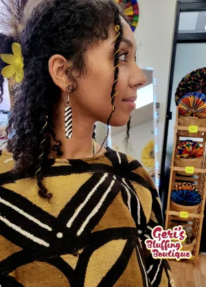 Earring - Wood finish |Black and White|  Geri's Bluffing Boutique