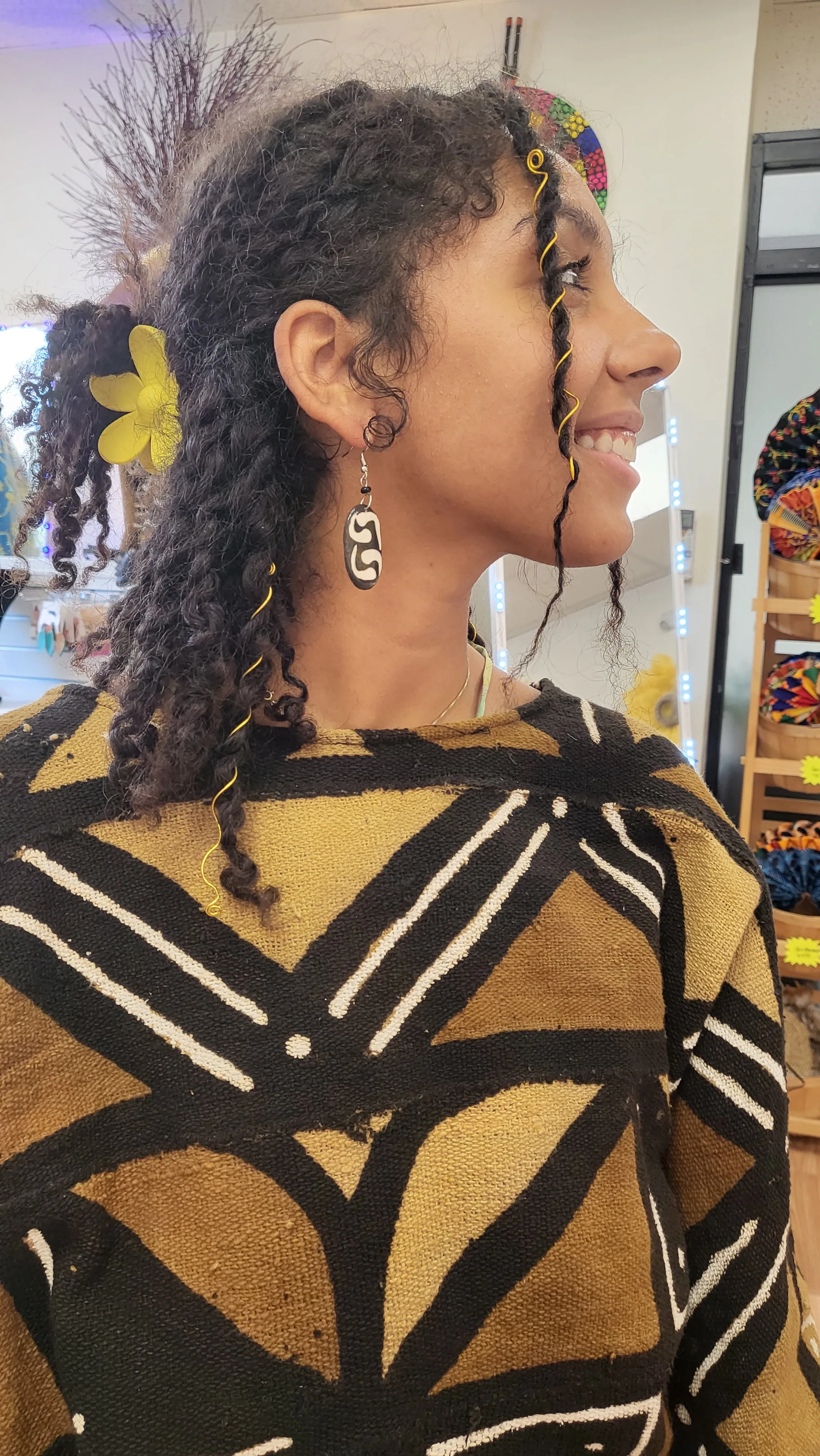 Earring - Wood finish |Black and White|  Geri's Bluffing Boutique