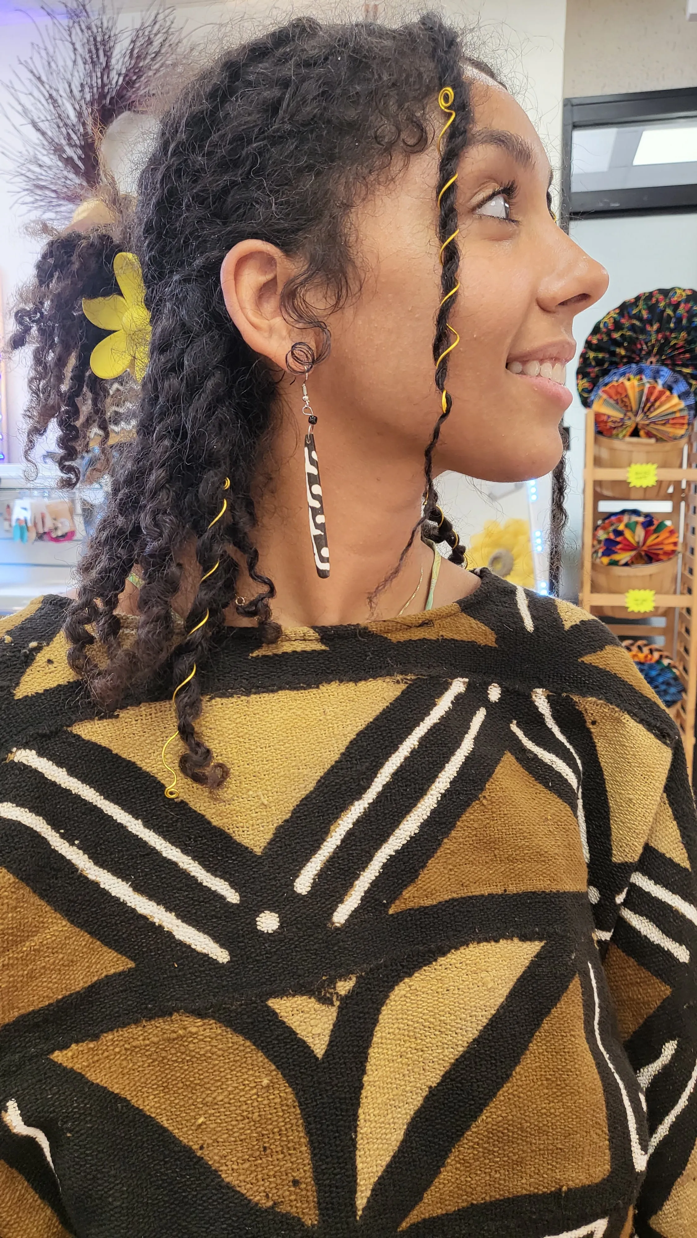 Earring - Wood finish |Black and White|  Geri's Bluffing Boutique