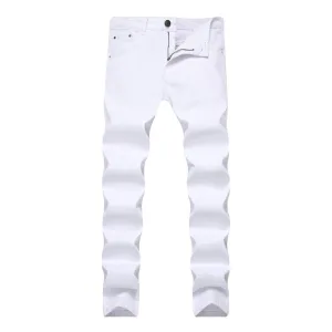 Elasticity Men's Jeans Slim Pencil Pants Mid Waisted Jeans