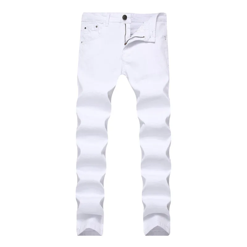 Elasticity Men's Jeans Slim Pencil Pants Mid Waisted Jeans