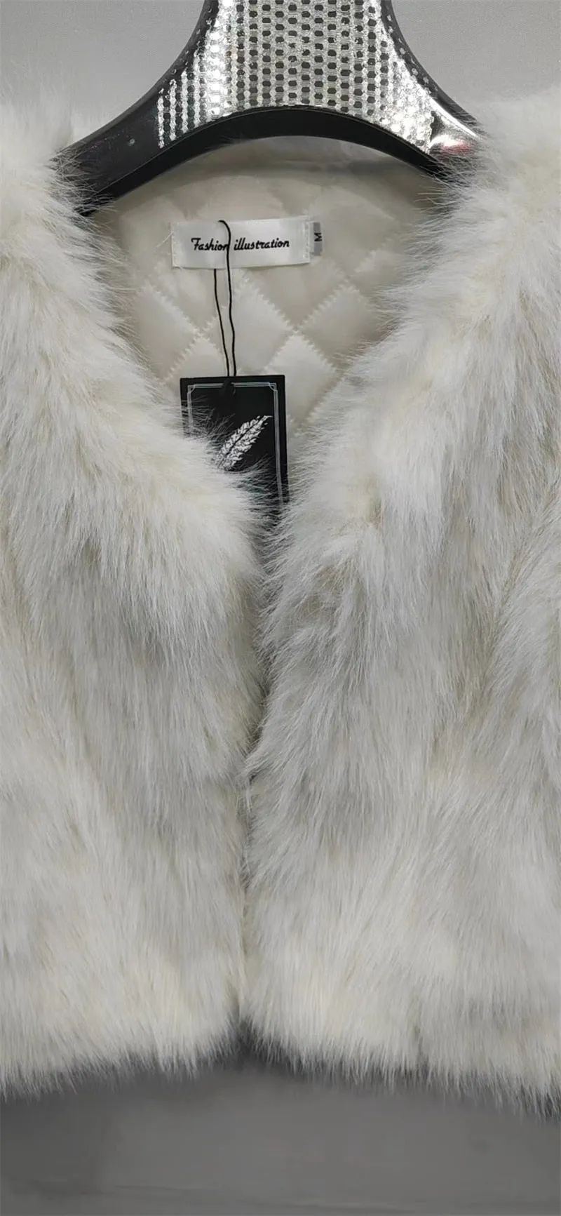 Elegant Collarless Thick Faux Fur Coats