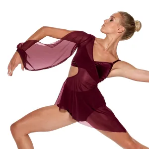 Elegant Lyrical Dance Set: Velvet Top, Shorts, and Mesh Dress