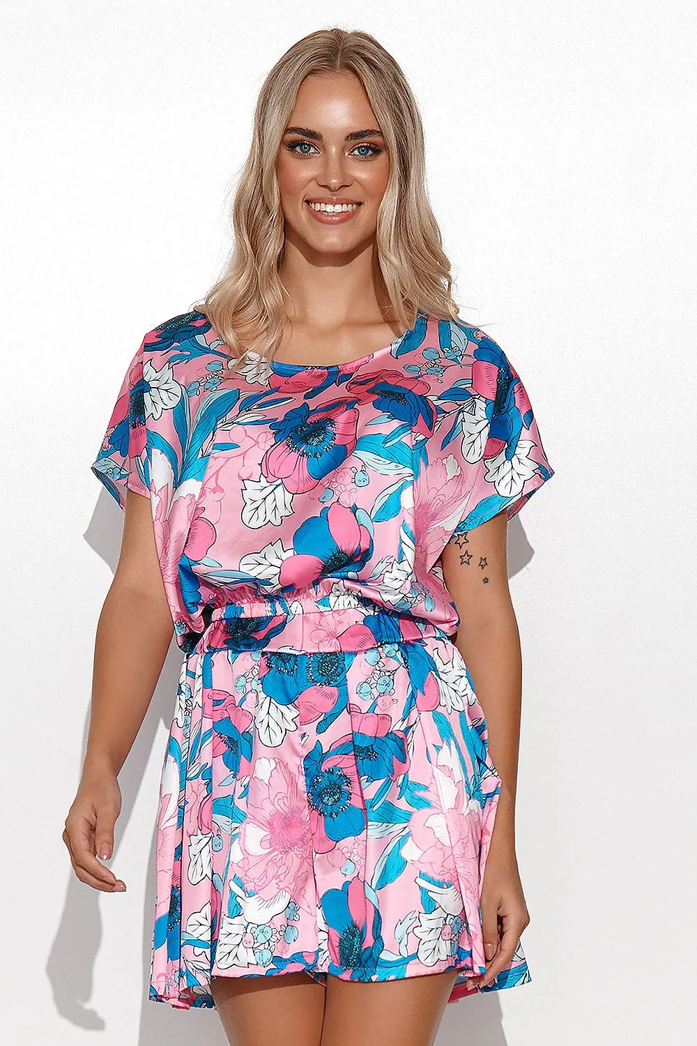 Elegant Satin Crop Blouse Set