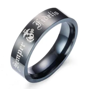 Elegant Semper Fi Marine Ring - Pure Titanium!
