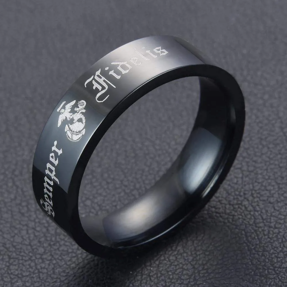 Elegant Semper Fi Marine Ring - Pure Titanium!