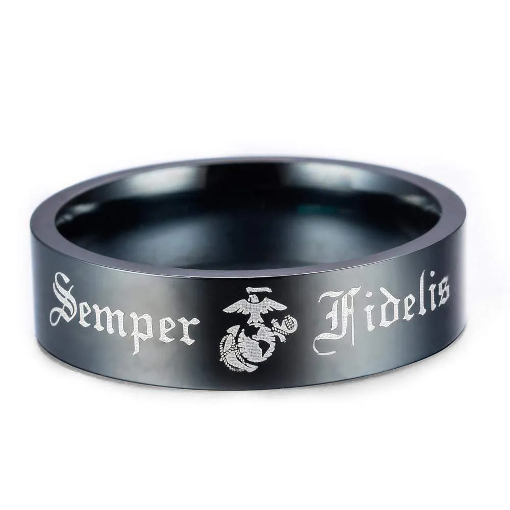 Elegant Semper Fi Marine Ring - Pure Titanium!