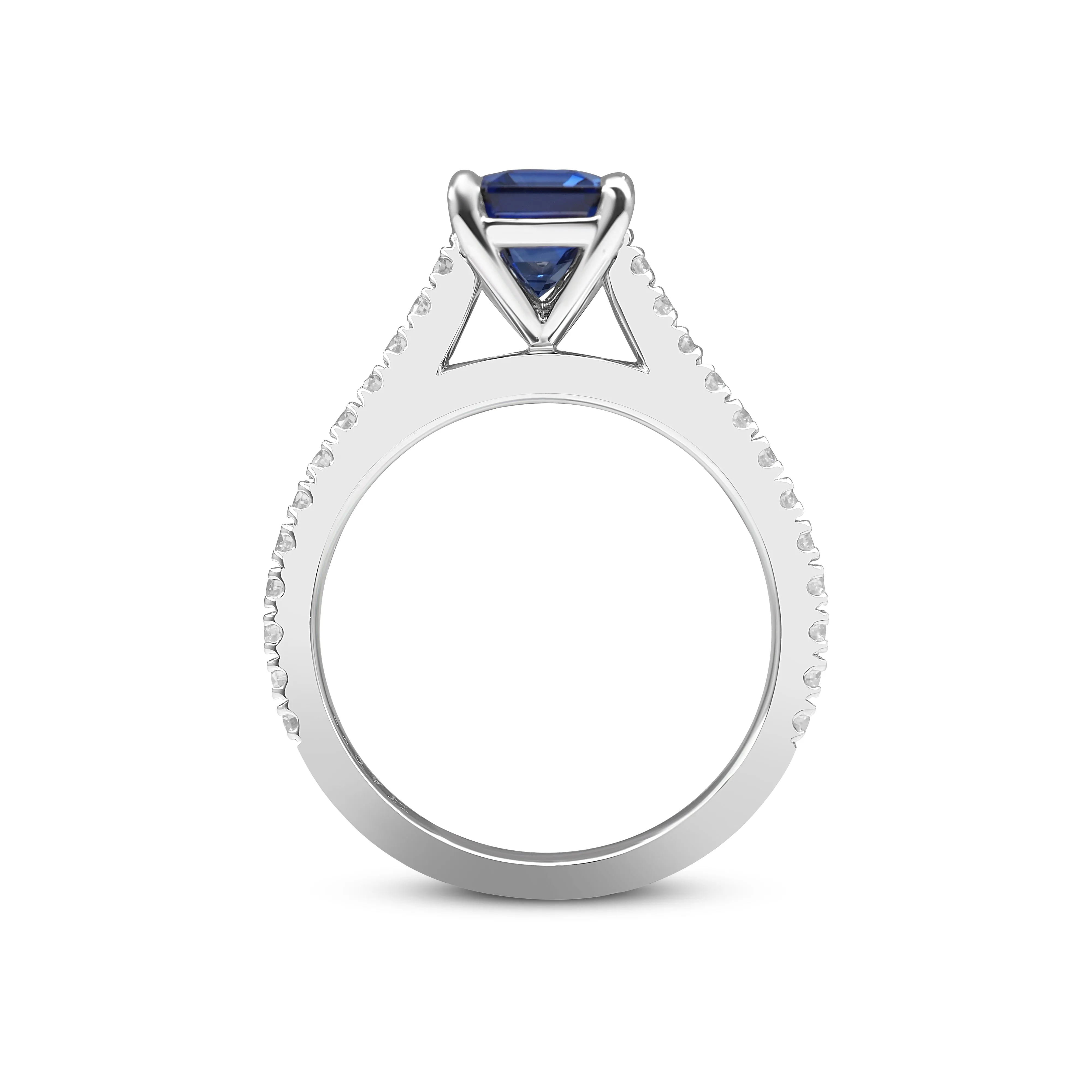 Emerald Cut Ceylon Sapphire Diamond Engagement Ring